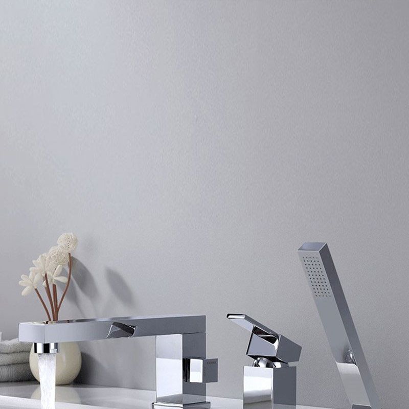 Contemporary Deck Mounted Roman Metal Tub Faucet Low Arc Roman Tub Faucet Set