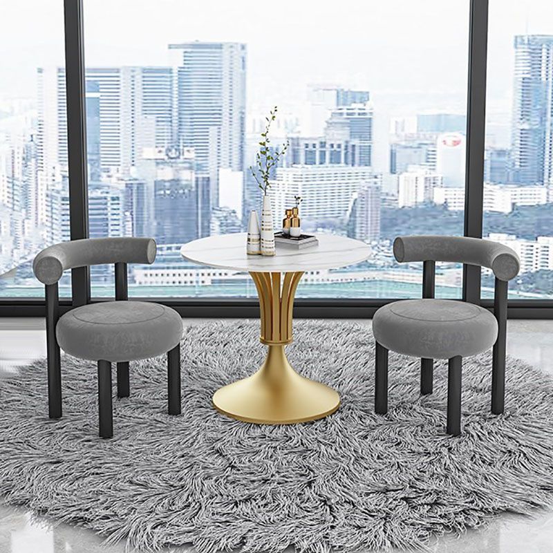 Modern Style Round Dining Table Sintered Stone Table with Pedestal Base