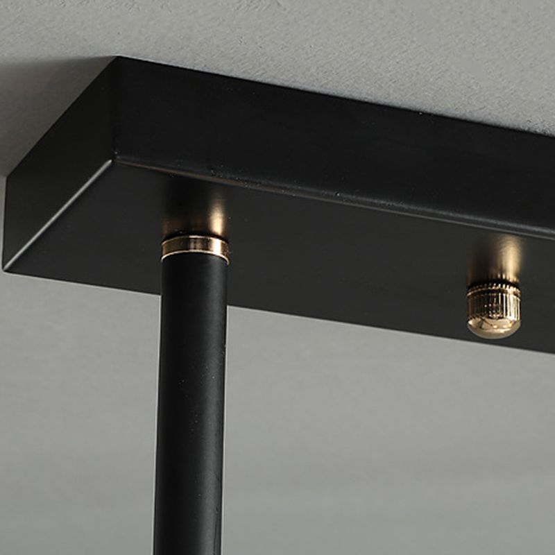 Contemporary Black 4-light Island Light Wrought Iron Cylinder Shaded Ceiling Lights