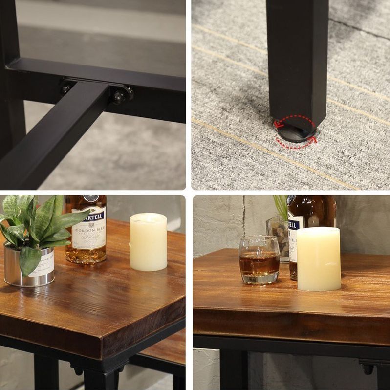 Industrial 1/2/3/5 Pieces Square Bar Table Set Solid Wood Bistro Set