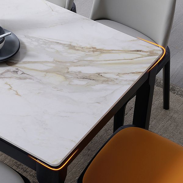 Tavolo da pranzo in pietra sinterizzato in stile contemporaneo 4 gambe tavolo rettangolo di base in legno per casa
