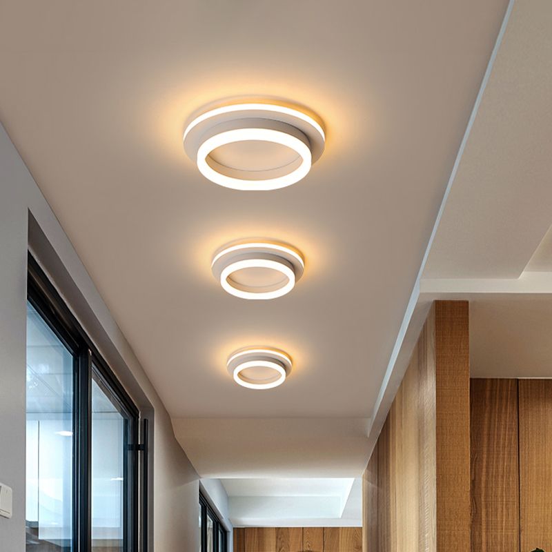 Ronde/vierkante inbouwplafondlamp Minimalistisch acryl Zwart/wit LED-inbouwverlichting in warm/wit licht voor slaapkamer