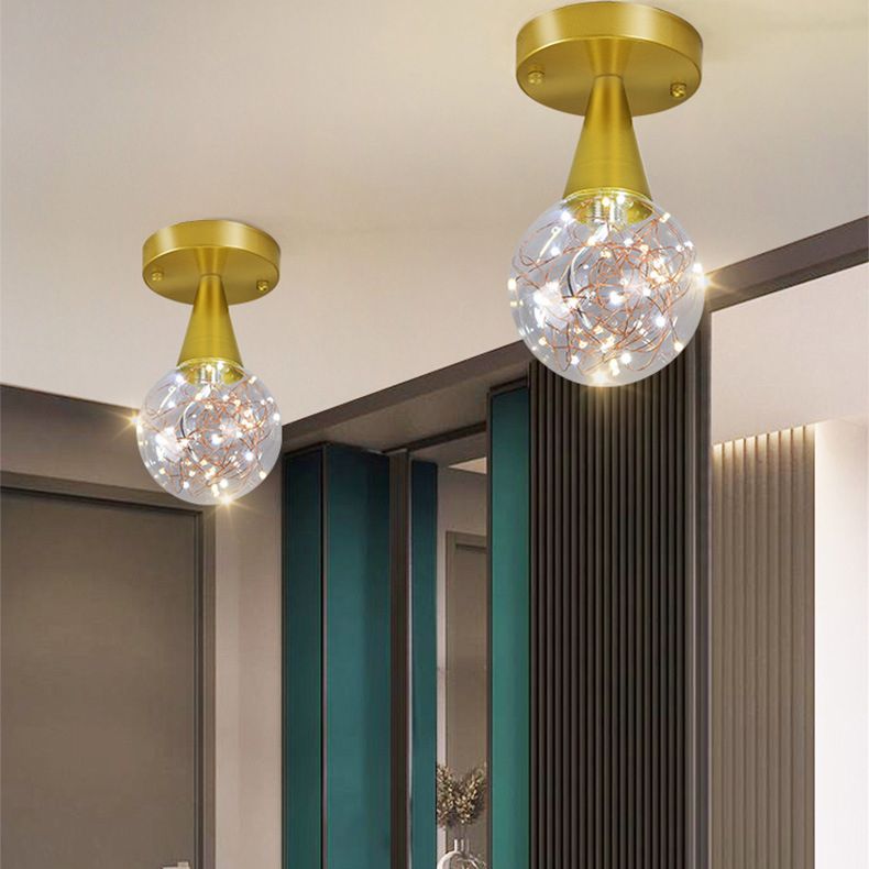 Kogelschaduwcorridor spoeling licht bevestiging helder glas eenvoudig led plafondlicht in goud