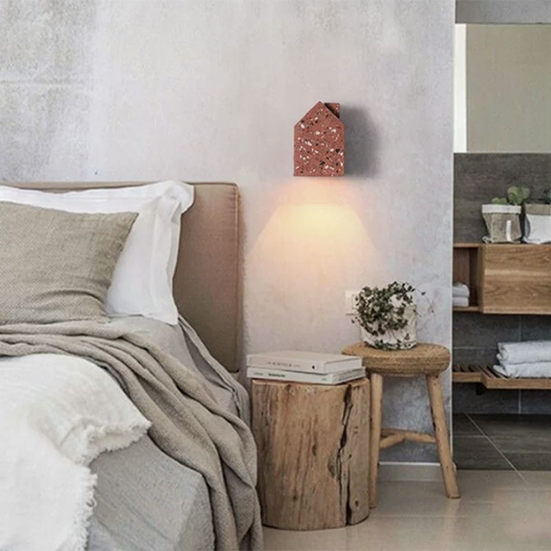 Modern Style House Shape Wall Sconce Stone 1 Light Sconces for Bedroom