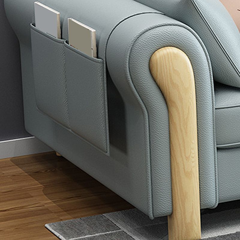 Farmhouse L-Shape Cotton Blend and Faux Leather Sectional Couch with Storage