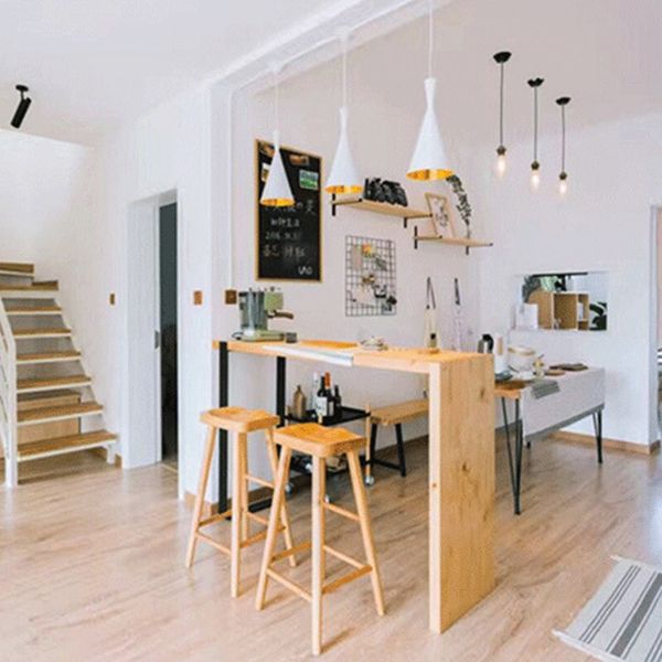 Contemporary Solid Wood Barstool Restaurant Bar Stool with Pedal