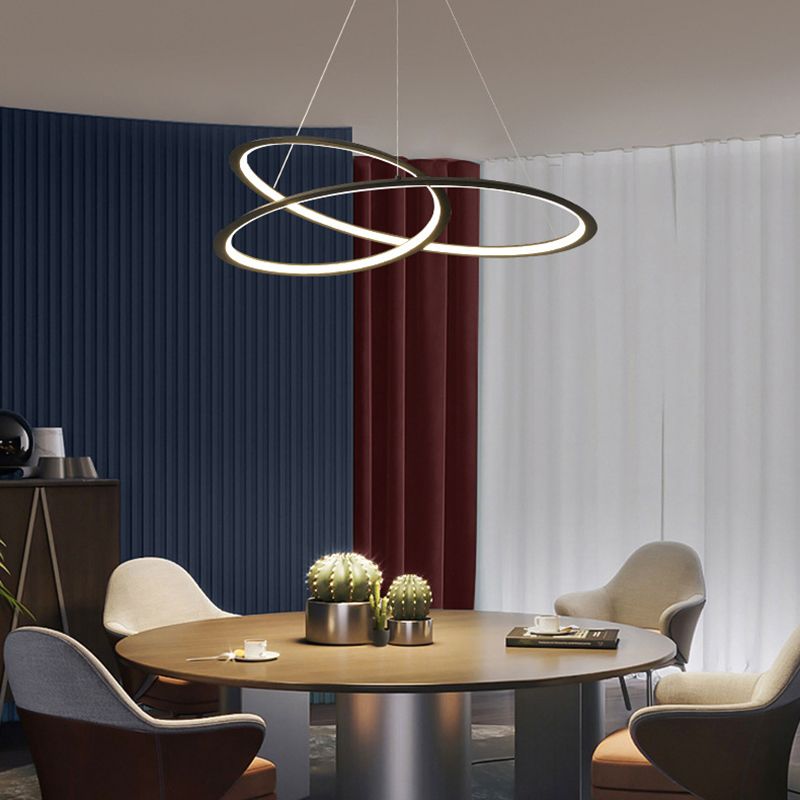 Seamless Curves Metal LED Chandelier Minimalism Suspension Light for Dining Room