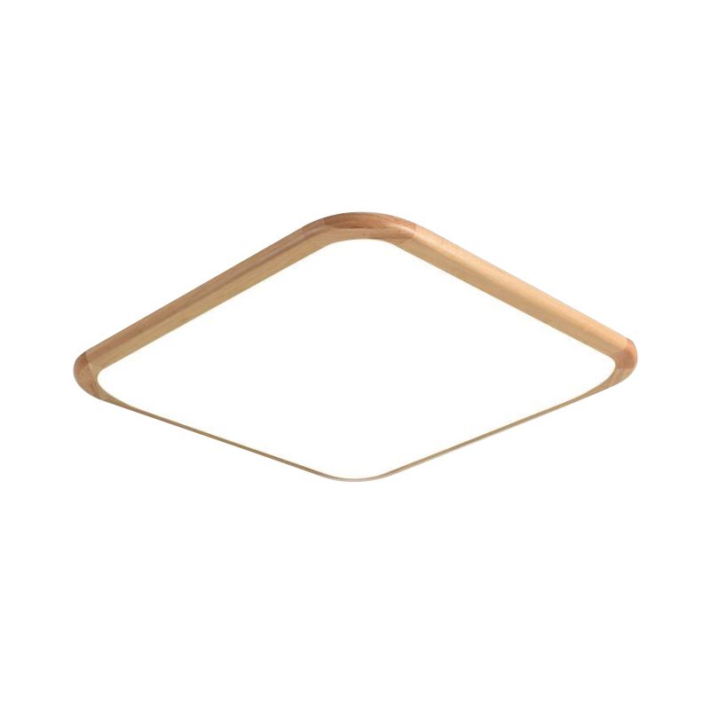 Lampada da soffitto a LED da salotto Semplice apparecchio da incasso beige con paralume in legno quadrato/oblungo in luce calda/bianca, 14"/18"/23" W