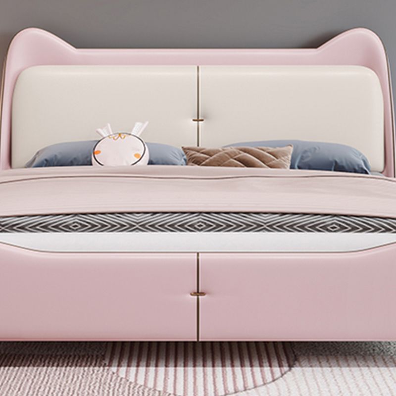 49.6" Tall Wood and Upholstered Wingback Bed Contemporary Standard Bed