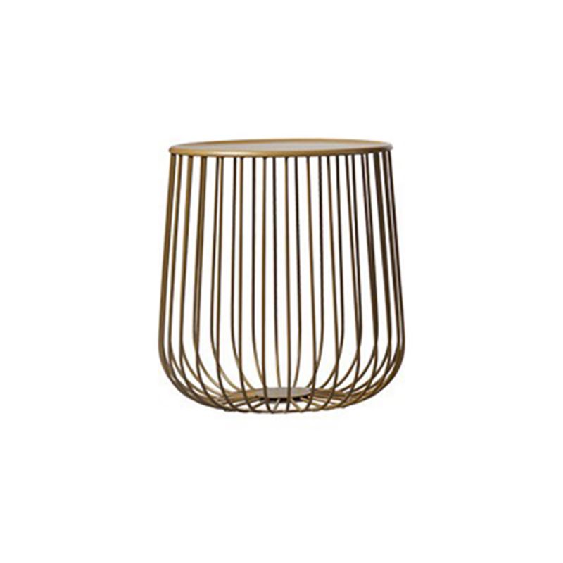 Mid-century Modern Round Iron Coffee Table, Brass/Black Frame Cocktail Table with Storage
