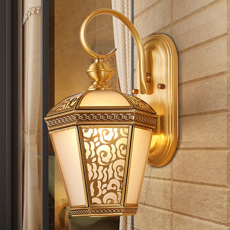 Metal Brass Wall Sconce Lighting Birdcage 1-Light Traditional Wall Light Fixture for Foyer, 6"/7.5" Wide