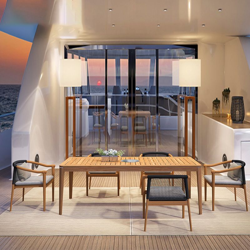 Solid Wood Dining Table Farmhouse Brown Table for Living Room