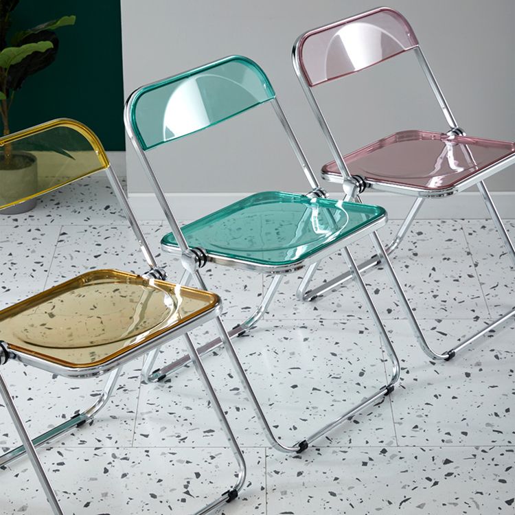Open Back Dining Side Chair Foldable Armless Dining Chairs with Metal Legs