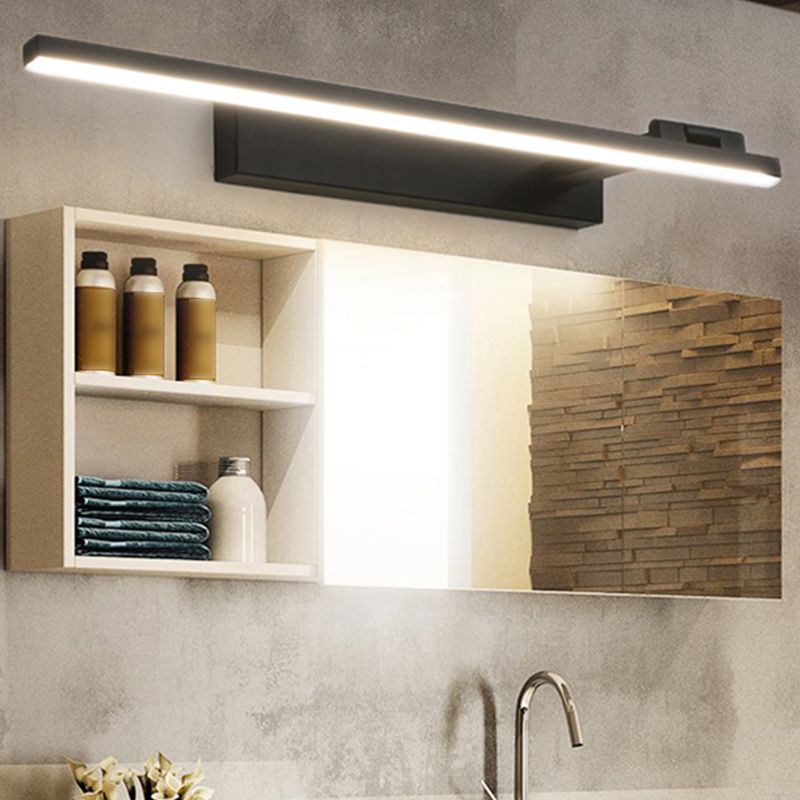 Modern Simple Style Iron Vanity Light Strip Shape LED Vanity Lamp for Shower Room