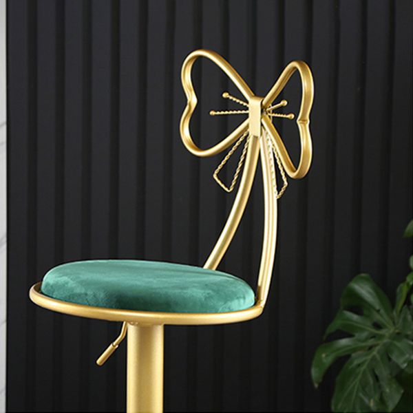 Glam Matte Finish Velvet Counter Stool Adjustable Height Footrest Barstool