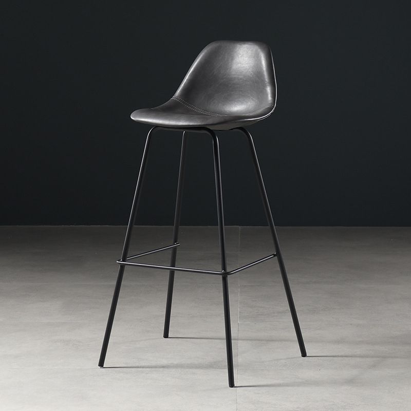 Leather Bar Stool Modern Low Back Counter Stool for Bristol with Metal Base
