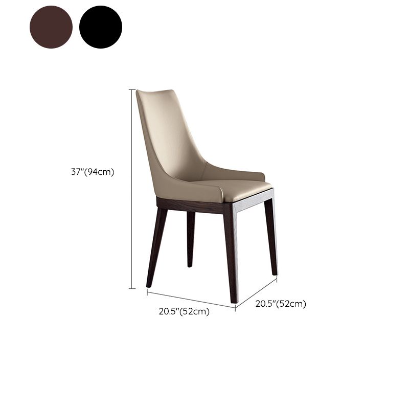 Modern Style Faux Leather Chairs Arm Side Chairs with Wooden Legs for Home Use