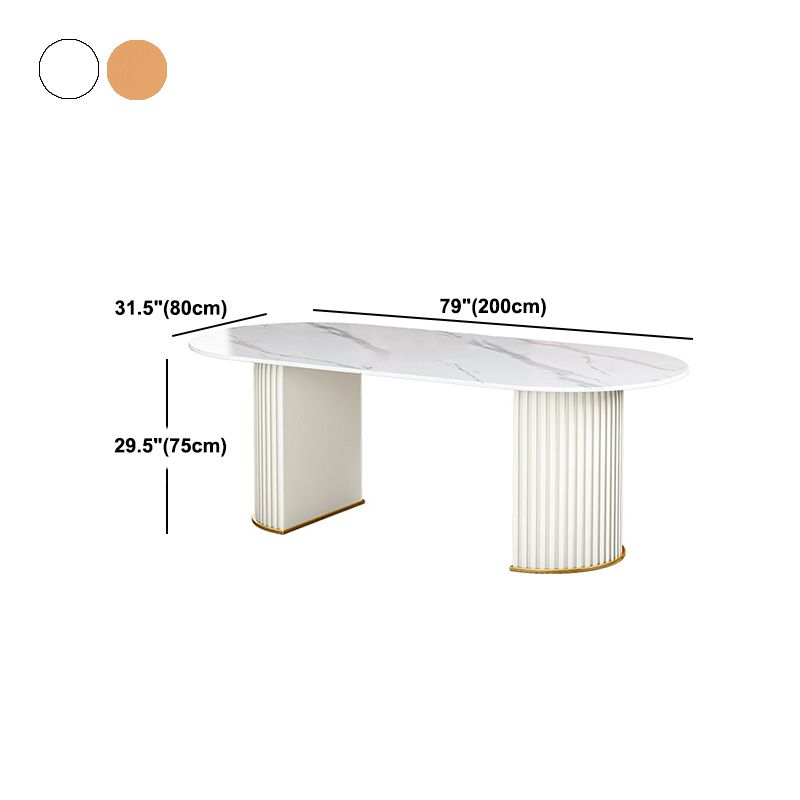 Stone Top Dining Table Contemporary Oval Dining Table with Sled Base