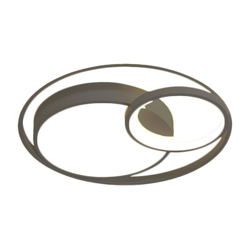 Acrylic Ring Shape Flushmount Lighting Modern Stylish LED Gray/White/Black and White Ceiling Lamp in Warm/White/3 Color Light