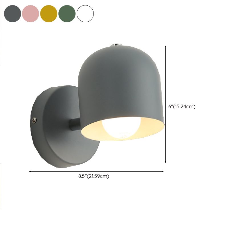 Macaron Dome Shade Wall Sconce Iron 1 Light Sconces for Bedroom