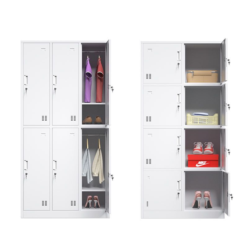 White Hinged Wardrobe Armoire Steel Storage Cabinet for Bedroom