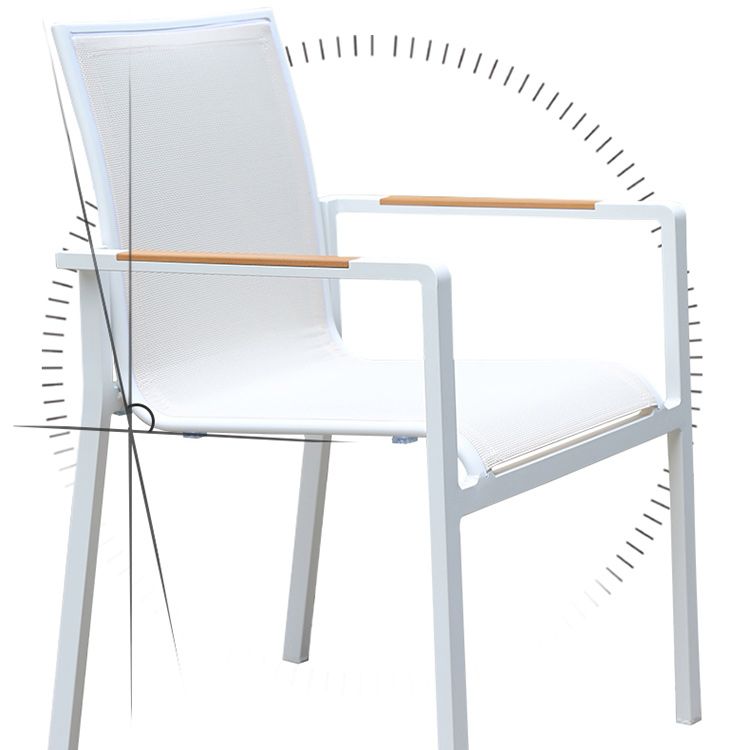 Contemporary White Outdoors Dining Chairs with Fabric Back Stacking Chairs