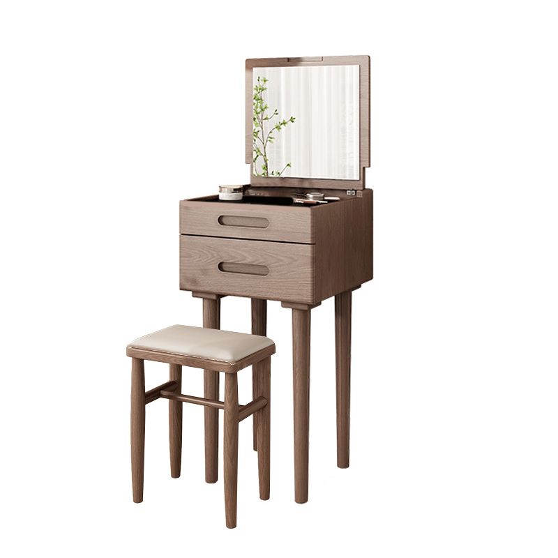 Mid-Century Modern Make-up Vanity Solid Wood Flip-Top Dressing Table