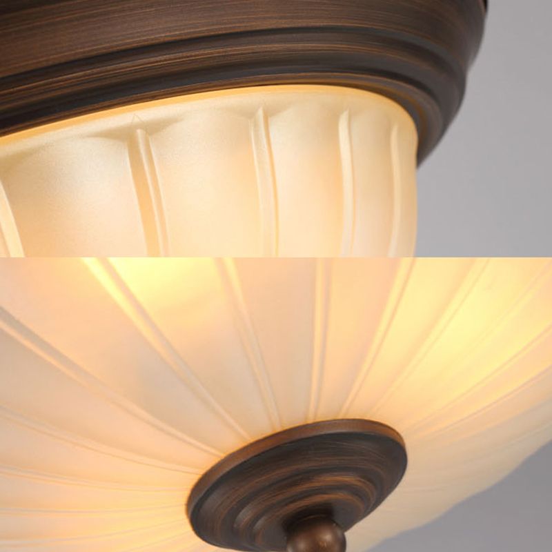 Bowl-Shaped Glass Flush Mount Ceiling Light Classic Bedroom Flush Mount Light Fixture