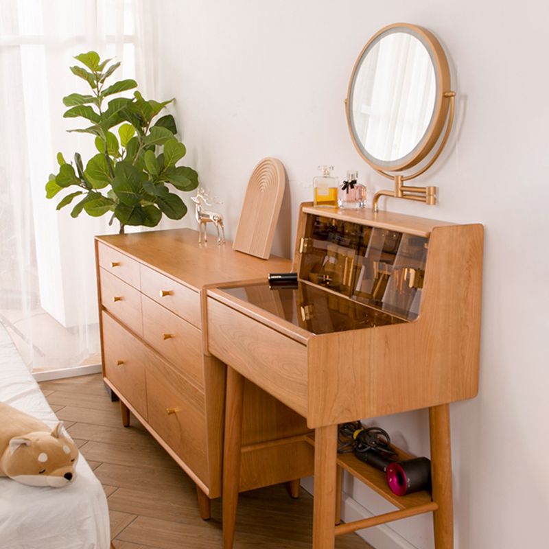 Brown Makeup Vanity Desk 54.33" High Vanity Tables with Drawer