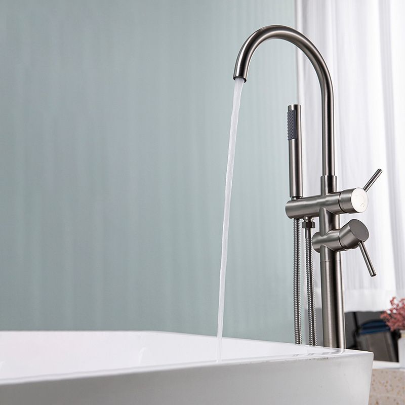 Modern Floor Mounted Metal Freestanding Tub Filler Freestanding High Arc Tub Filler Trim