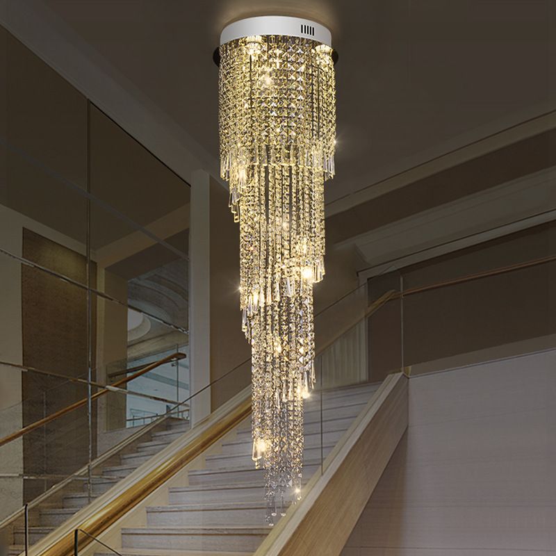 Contemporary Raindrop Pendant Light 12-Head Crystal LED Multi Ceiling Lamp in Silver