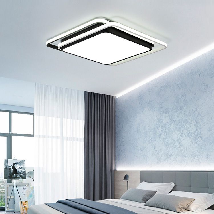 Éclairage de plafond affleurant acrylique géométrique de montage affleurant mené noir de style moderne