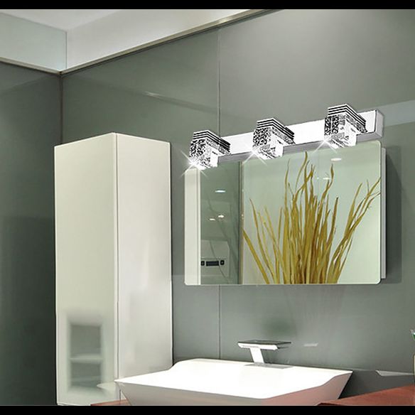 Square Vanity Sconce Lights Modern Minimalist Style Crystal Vanity Light