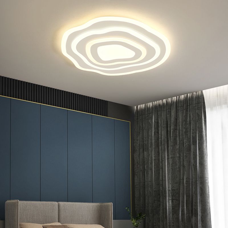 Geometría blanca LED integrado instalado en la moderna y sencilla lámpara de techo de hierro lacado de pantalla de acrílico