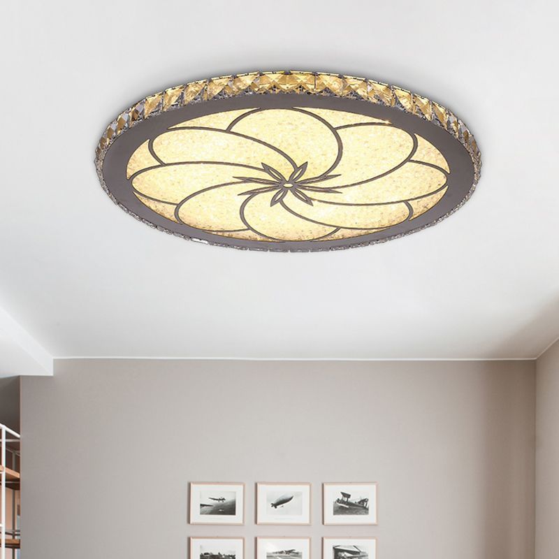 Lampada da soffitto da incasso Blossom. Apparecchio di illuminazione a LED in cristallo semplice inserito in cromo
