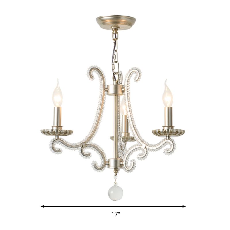 Candlestick Crystal Chandelier Lighting Simple 3/6/8 Lights Living Room Hanging Pendant Light in Silver