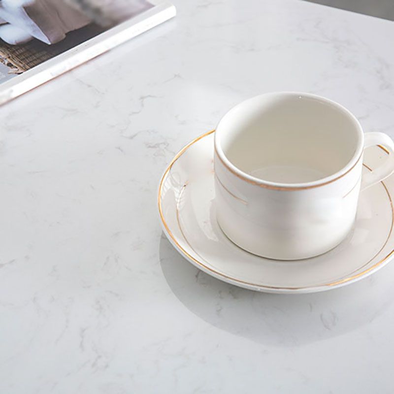 Marble Indoor Glam Bar Dining Table Gold Iron Double Pedestal Bistro Table with Shelve