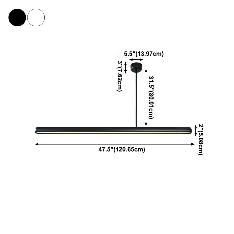 Modern Minimalist Linear Island Pendant Lights Metal 1 Light Chandelier Lighting