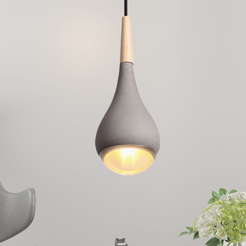 Pear Pendant Lighting Nordic Cement 1 Light Grey/Red/Green Hanging Ceiling Light