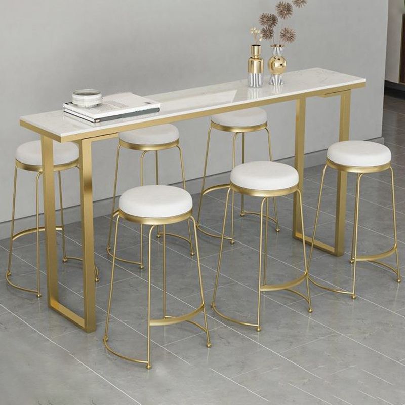 Modern Faux Marble Bistro Bar Table Rectangle Metal Base Bar Table