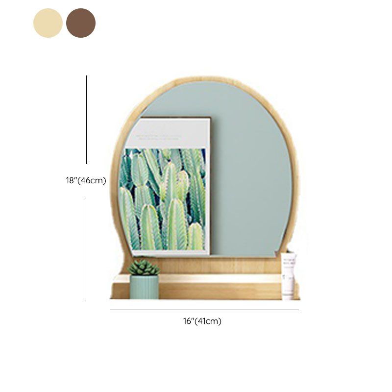 Wood Vanity Set with Stool and Mirror 4 Drawers Dresser Modern Style