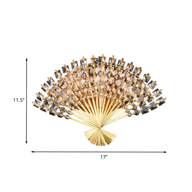 Fan-Shape Wall Sconce Lighting Modern Metal 3-Head Gold Finish Wall Mount Lamp Fixture