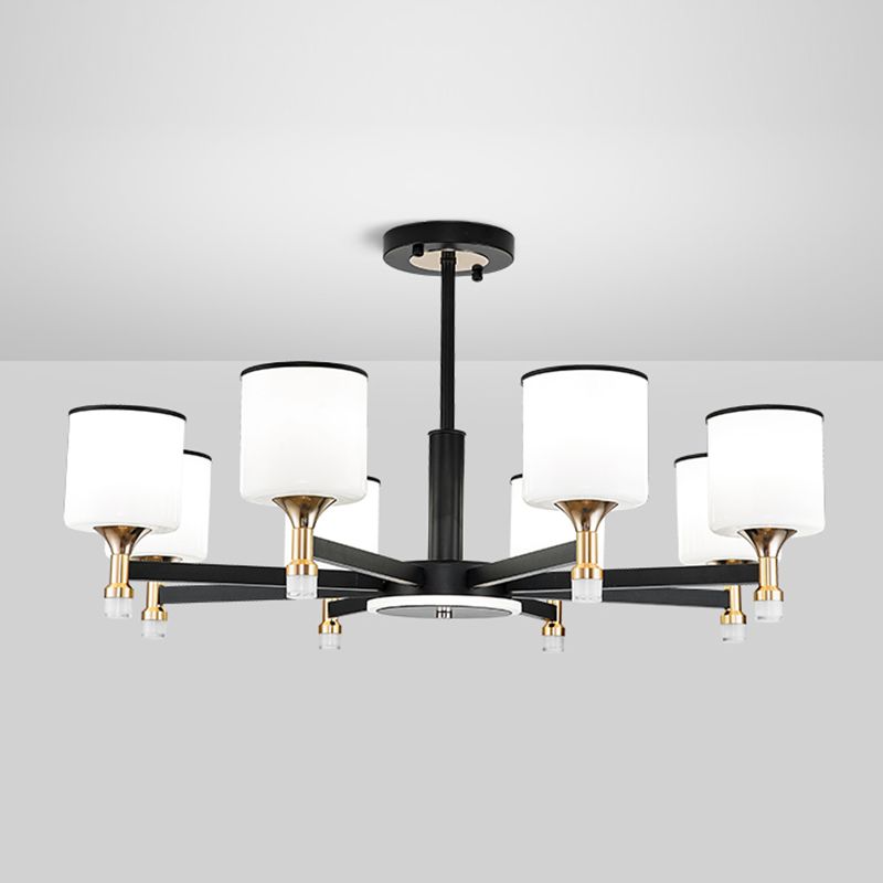 Modern Black Chandelier Metal Multi Light Chandelier Pendant with Glass for Living Room