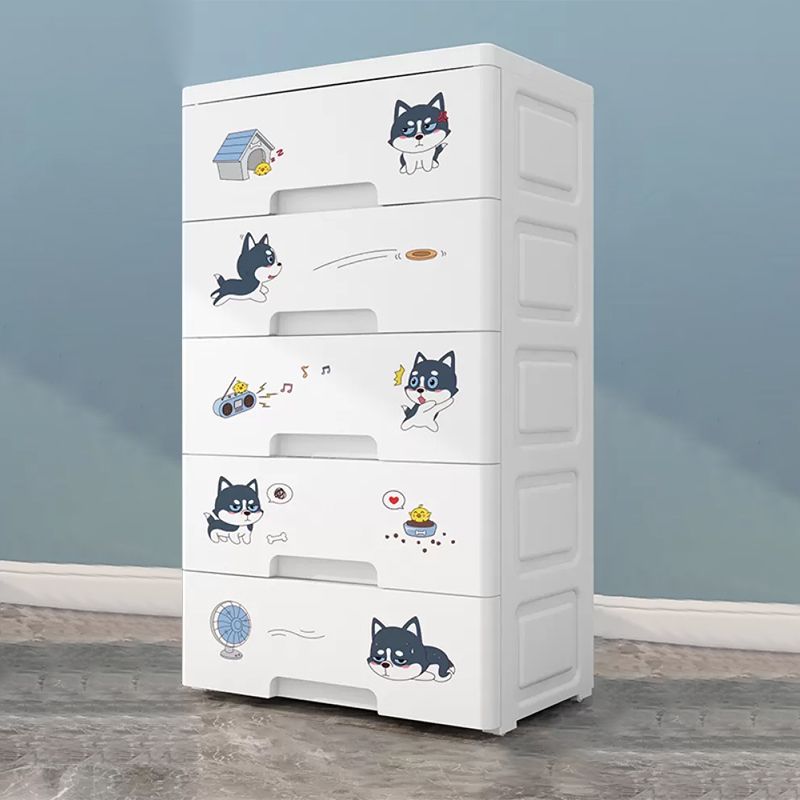 Contemporary Wardrobe White Color Plastic Wardrobe Closet with Drawers