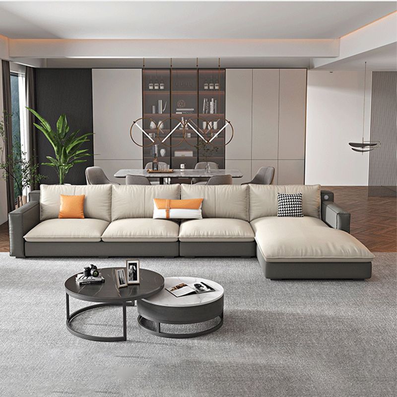 Modern Cushion Back Sectionals 33.46"H Cushions Square Arm Sofa with Chaise