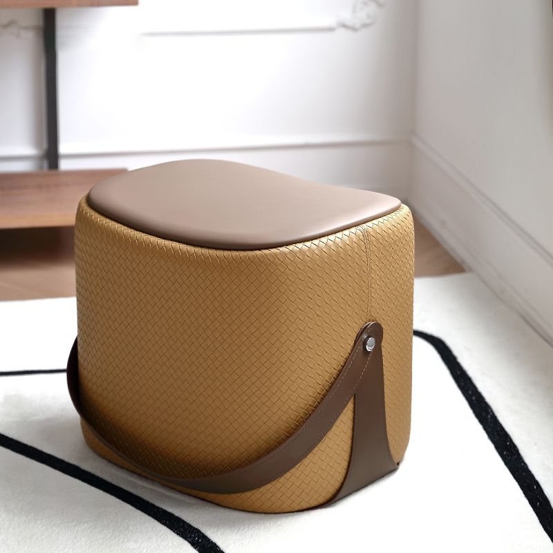 Contemporary Faux Leather Upholstered Ottoman Rectangle Standard