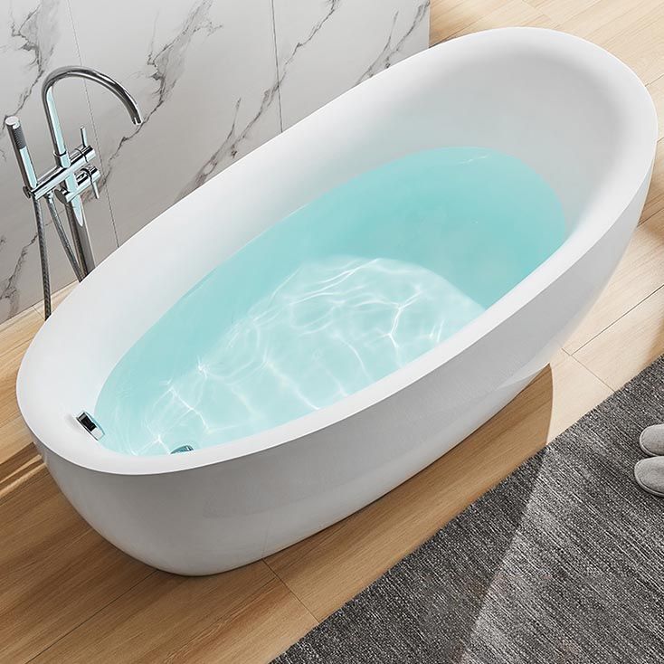 Modern Oval Acrylic Bathtub Home Freestanding Bath Tub in White
