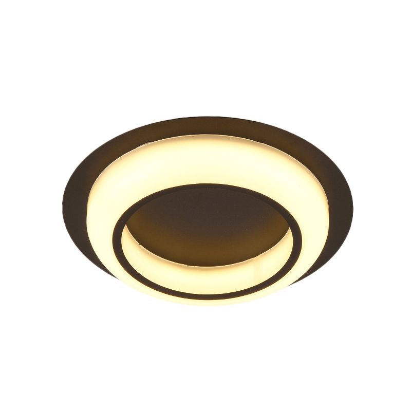 Iluminación de techo acrílica en forma de círculo, accesorio de montaje empotrado LED nórdico negro/blanco/gris para dormitorio
