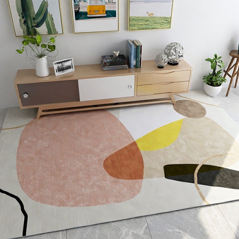 Multicolor Study Rug Modernist Colorblock Rug Polyester Washable Anti-Slip Backing Pet Friendly Carpet