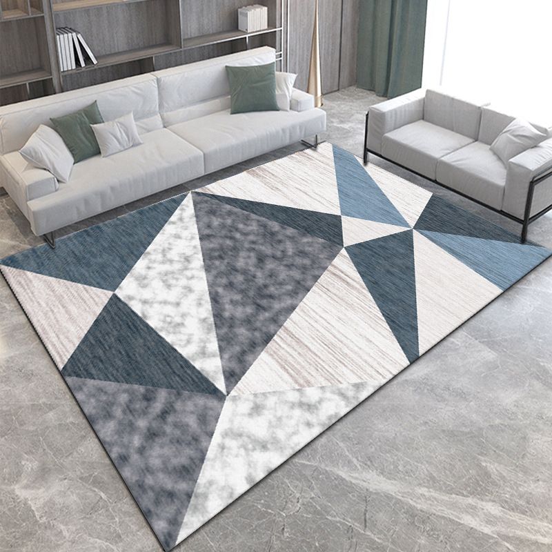 Gray Modern Rug Polyester Abstract Print Rug Non-Slip Backing Rug for Home Decor
